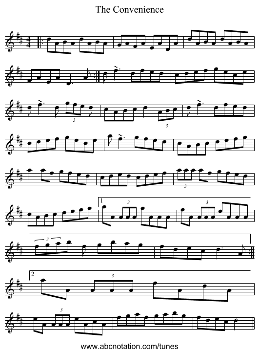 The Convenience - staff notation