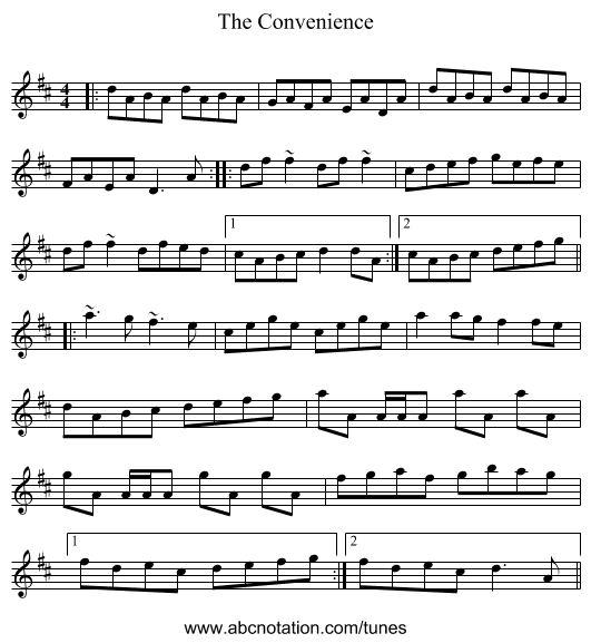 The Convenience - staff notation