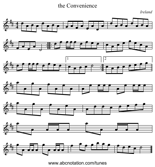 the Convenience - staff notation