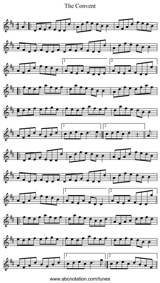 The Convent - staff notation