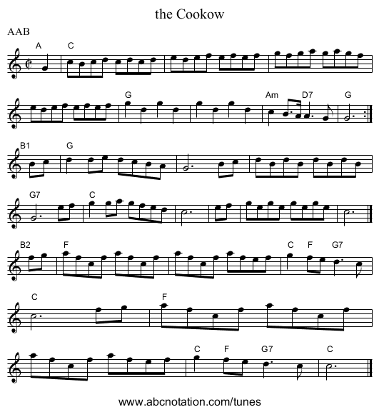 the Cookow - staff notation