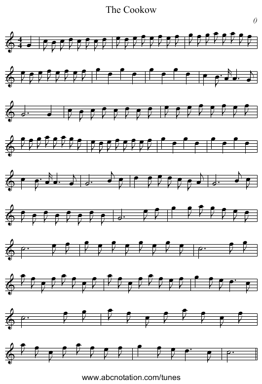 The Cookow - staff notation