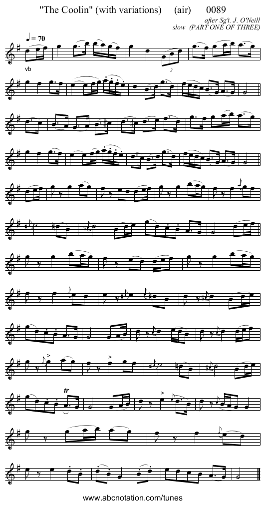 The Coolin (with variations) (air) 0089 - staff notation