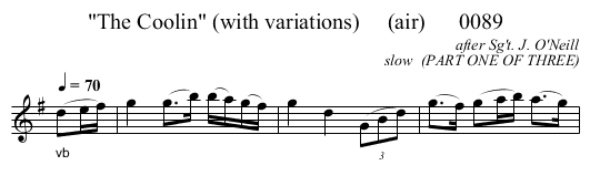 The Coolin (with variations)     (air)      0089 - staff notation