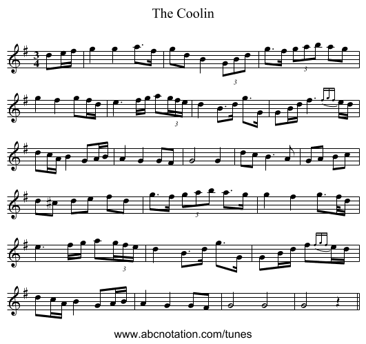 The Coolin - staff notation