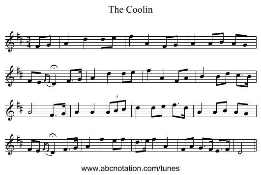 The Coolin - staff notation