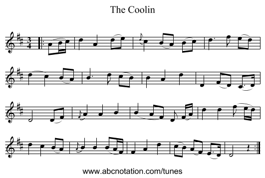 The Coolin - staff notation