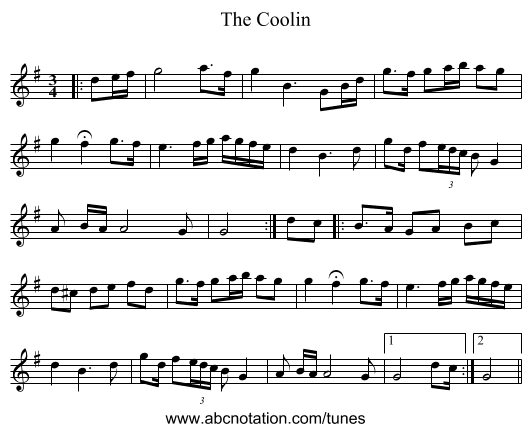 The Coolin - staff notation