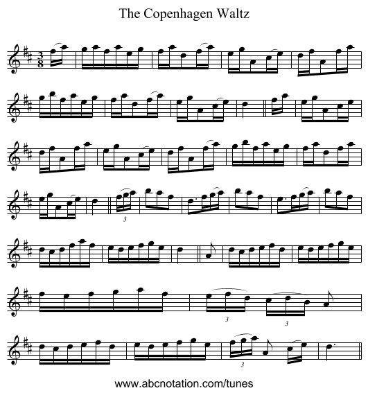 The Copenhagen Waltz - staff notation