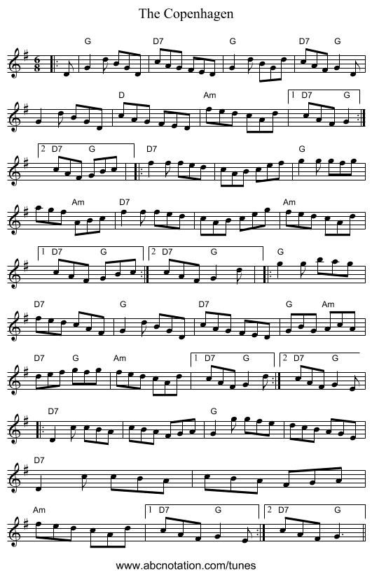 The Copenhagen - staff notation