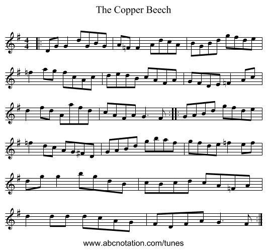 The Copper Beech - staff notation