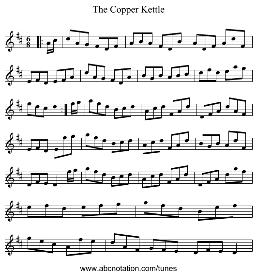 The Copper Kettle - staff notation