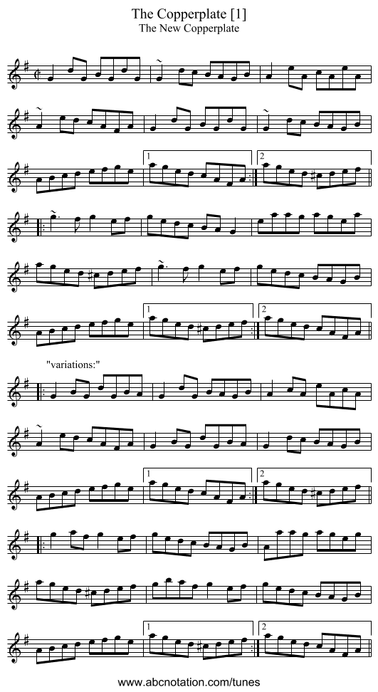 The Copperplate [1] - staff notation