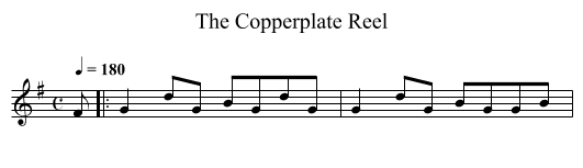 The Copperplate Reel - staff notation