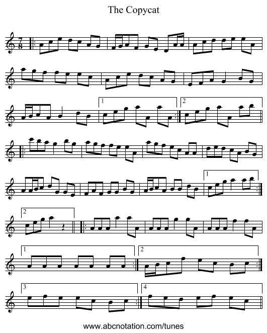 The Copycat - staff notation