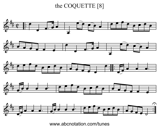 the COQUETTE [8] - staff notation