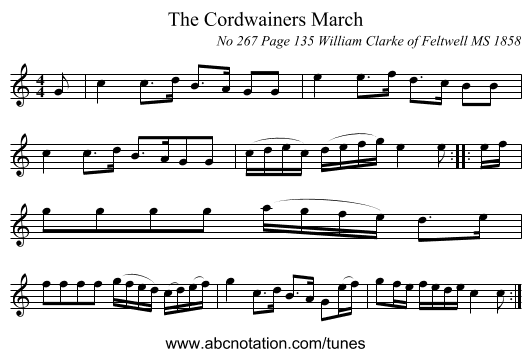 The Cordwainers March - staff notation