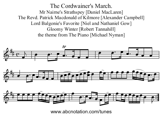 The Cordwainer's March. - staff notation