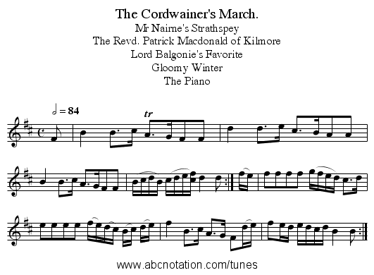 The Cordwainer's March. - staff notation