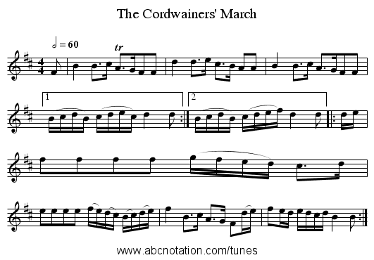 The Cordwainers' March - staff notation