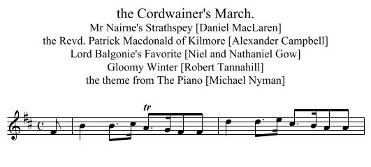 the Cordwainer's March. - staff notation