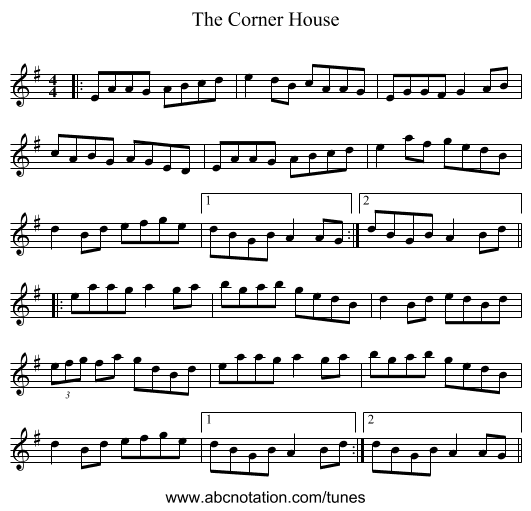 The Corner House - staff notation