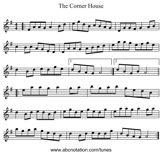The Corner House - staff notation