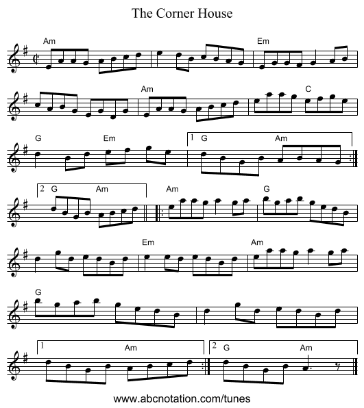 The Corner House - staff notation