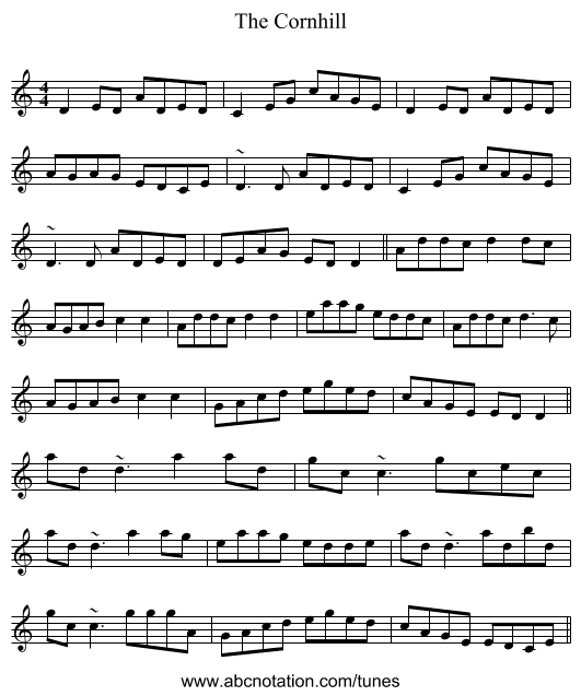 The Cornhill - staff notation