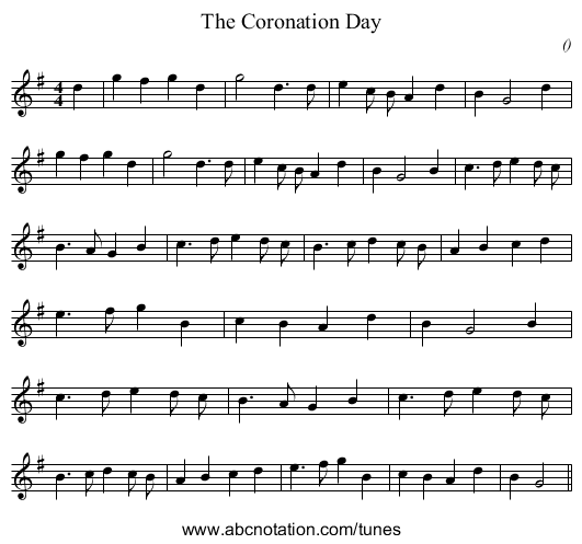 The Coronation Day - staff notation