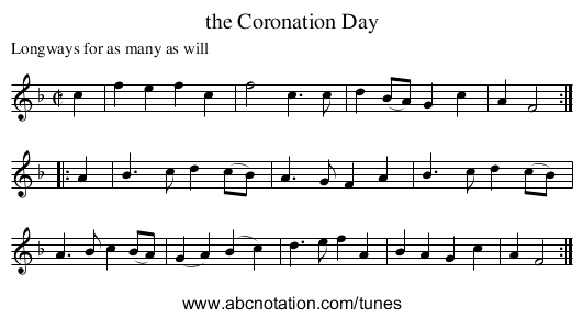 the Coronation Day - staff notation