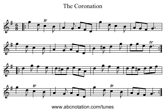 The Coronation - staff notation