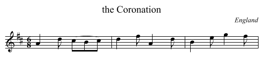the Coronation - staff notation