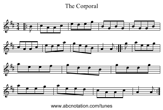 The Corporal - staff notation