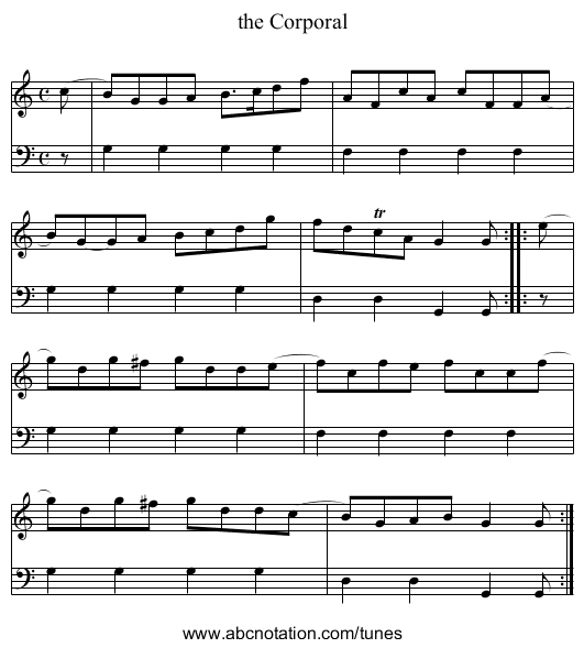 the Corporal - staff notation