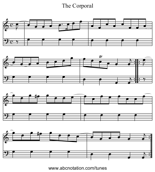 The Corporal - staff notation