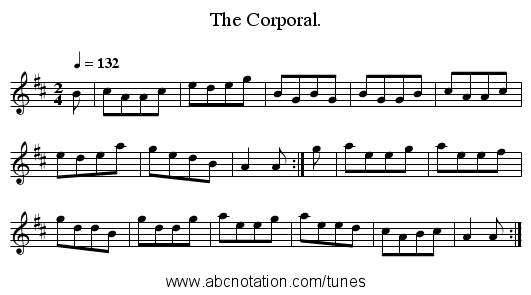 The Corporal. - staff notation