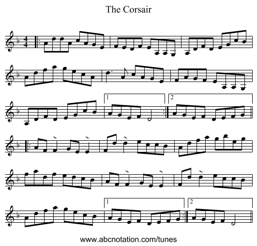 The Corsair - staff notation