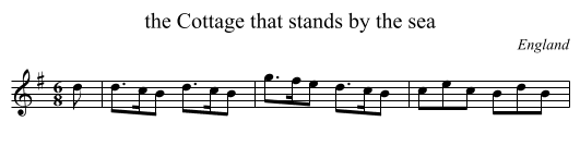 the Cottage that stands by the sea - staff notation