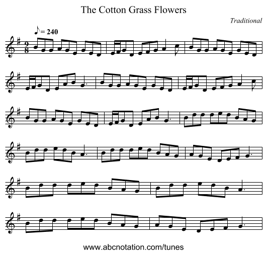 The Cotton Grass Flowers - staff notation