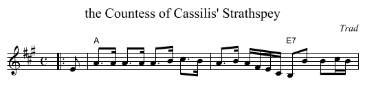 the Countess of Cassilis' Strathspey - staff notation