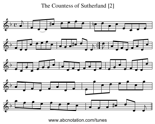 The Countess of Sutherland [2] - staff notation