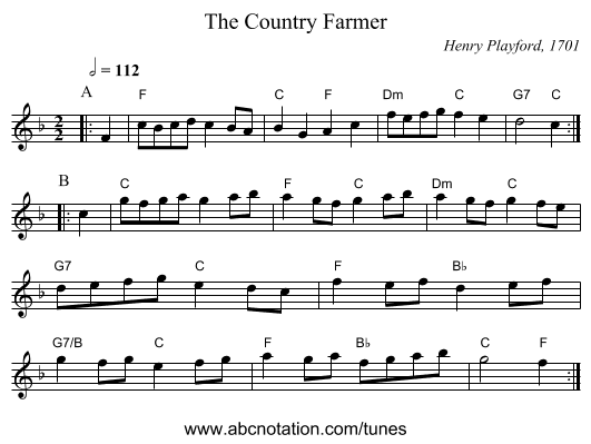 The Country Farmer - staff notation