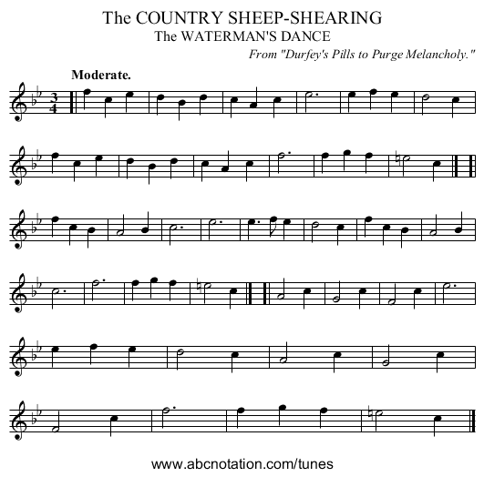 The COUNTRY SHEEP-SHEARING - staff notation