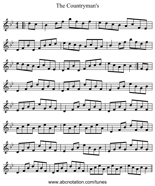 The Countryman's - staff notation