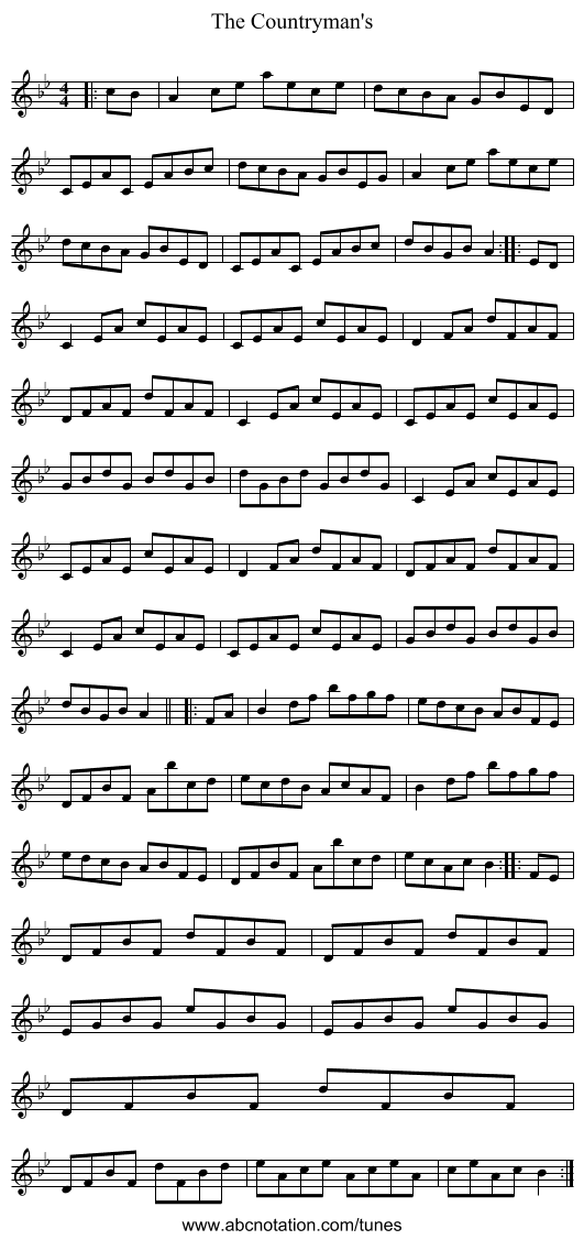 The Countryman's - staff notation