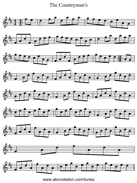 The Countryman's - staff notation