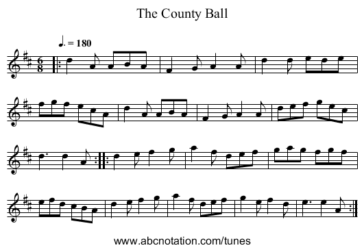 The County Ball - staff notation