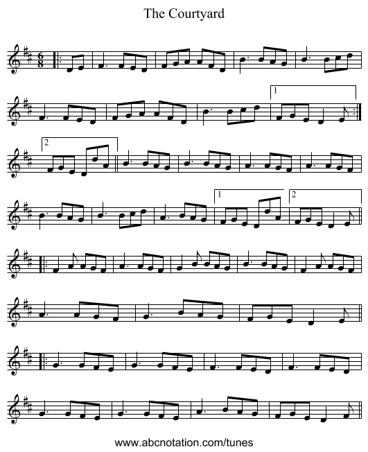 The Courtyard - staff notation