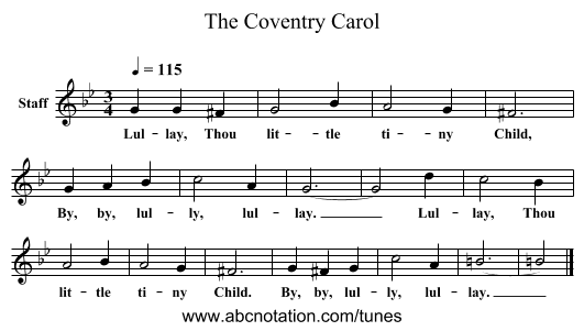 The Coventry Carol - staff notation
